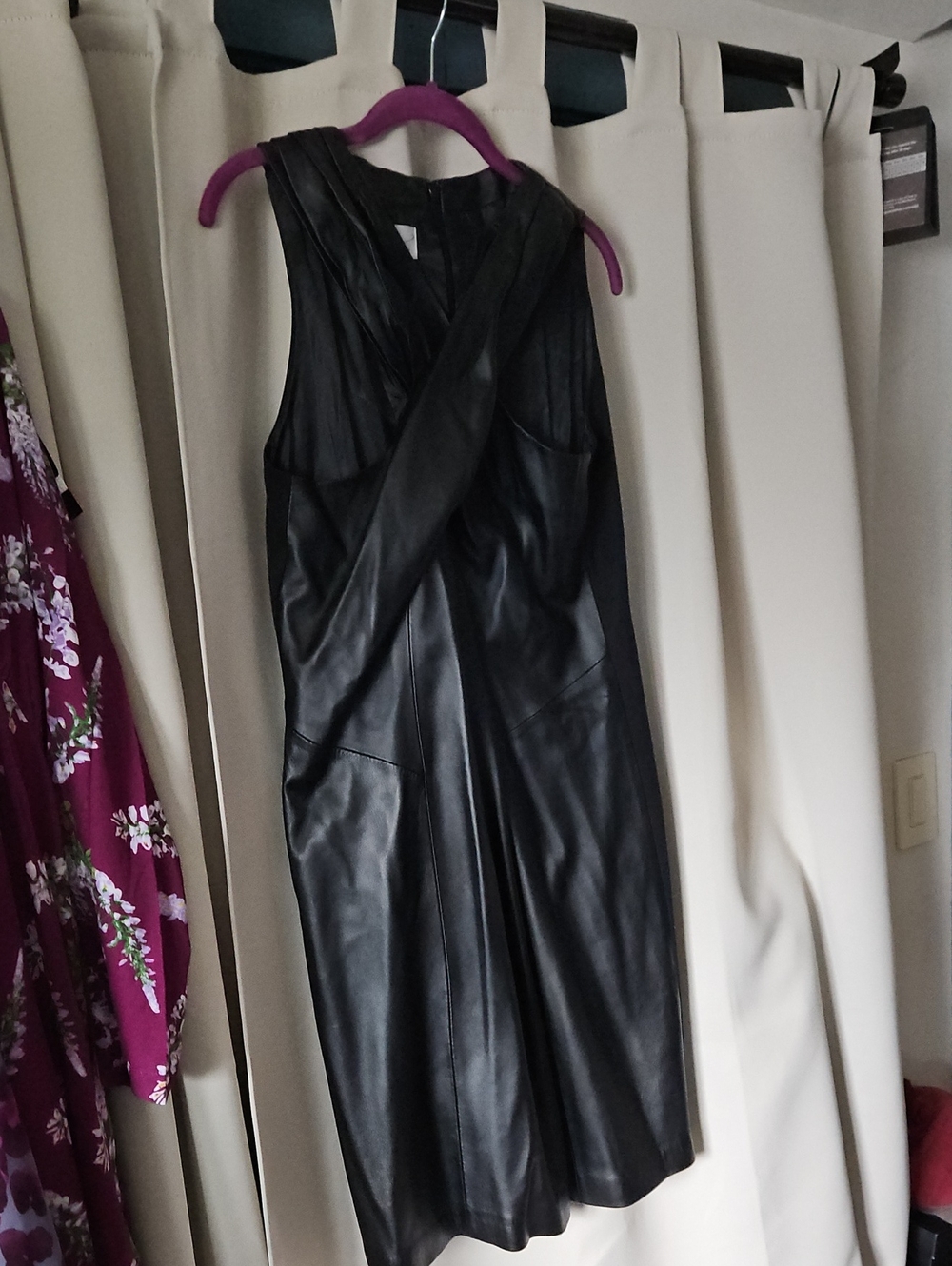 Colleen Lopez Black Faux Leather Midi Dress